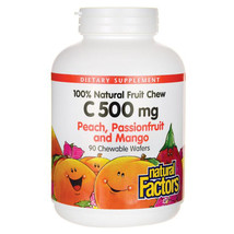 Natural Factors Vitamin C 500mg, 100% Natural Fruit Chews, 90 Chewable Wafers - $13.85