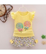 2PCS Girls Outfits Lolly T-shirt Cute Tops+Short Pants Casual Clothes Set - $9.99