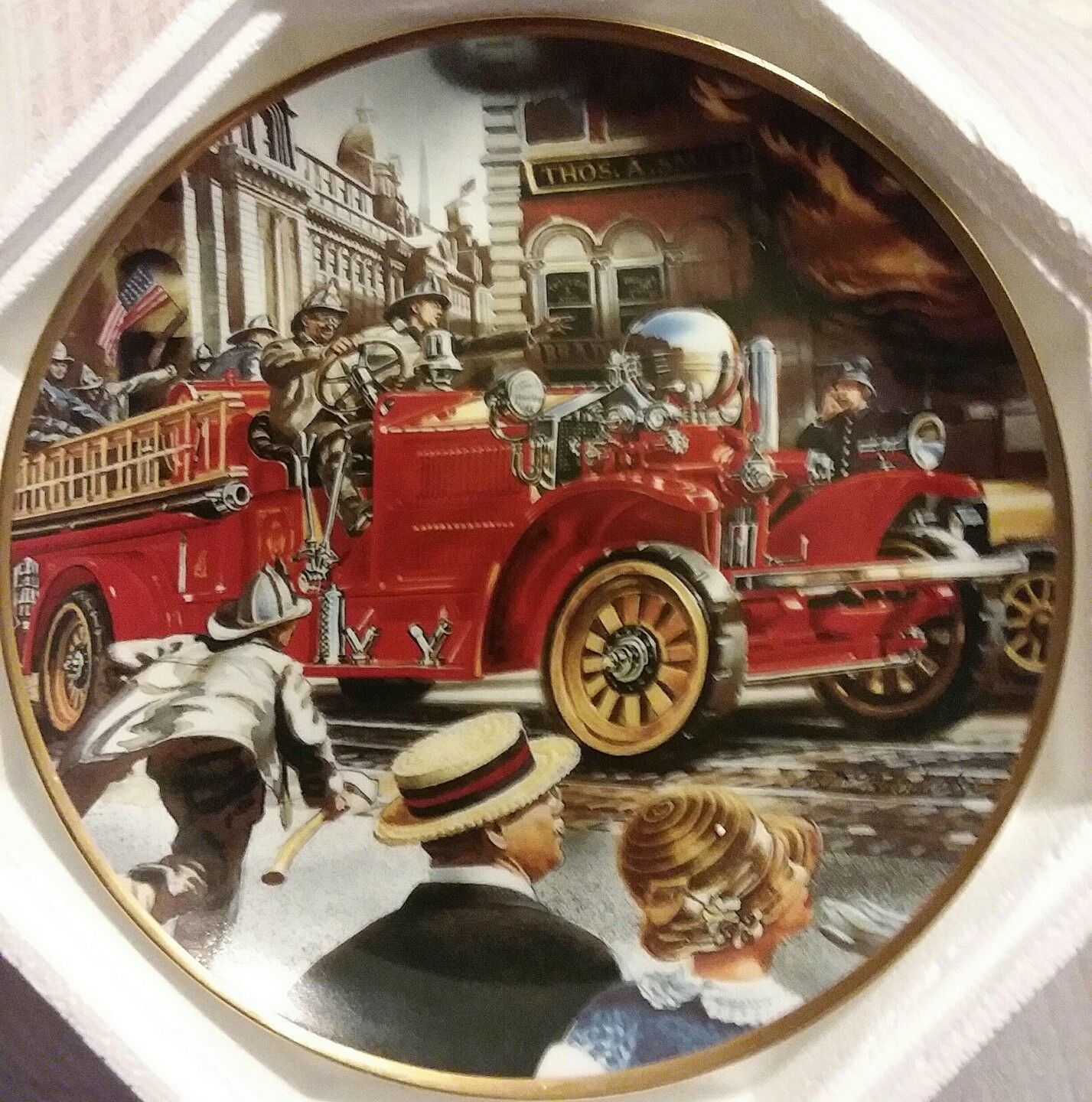 National Fire Museum 1922 Ahrens Fox Fire Ladder Truck Collector Plate Signed LI - $16.99