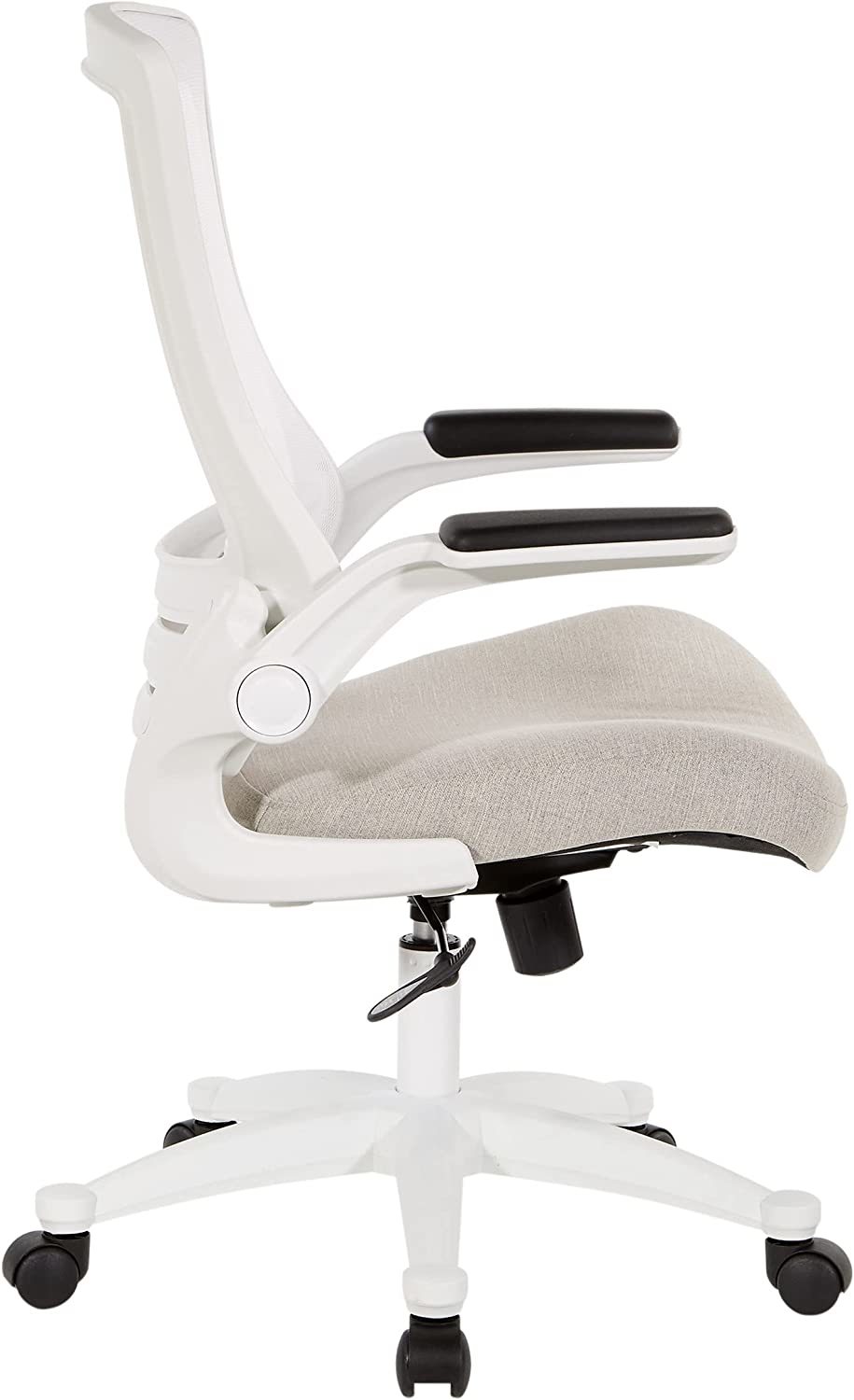 Office Star Ventilated Manager's Office Desk Chair with Breathable Mesh  Seat and Back, White Base, White