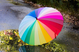 Color Wheel Slat Umbrella 40" Wide X-Large Strong Construction Metal Polyester image 3