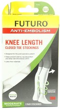 Futuro Anti-Embolism Stockings with Knee Length Closed Toe, White, Medium, - $25.27