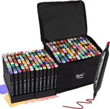 Soucolor Alcohol Markers 80 Colors with Case & Holders, Dual Tips Chisel &  Fine Art Markers for Adult Coloring Kids Drawing, Artist Markers Art