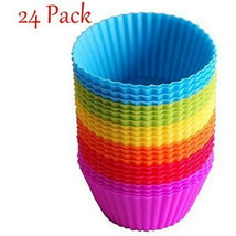 Reusable Silicone Cupcake Baking Cups 24 Pack, 2.75 inch Cups, & Non-stick  Muffin Liners for Party Halloween Christmas,6 Rainbow Colors (Pack of