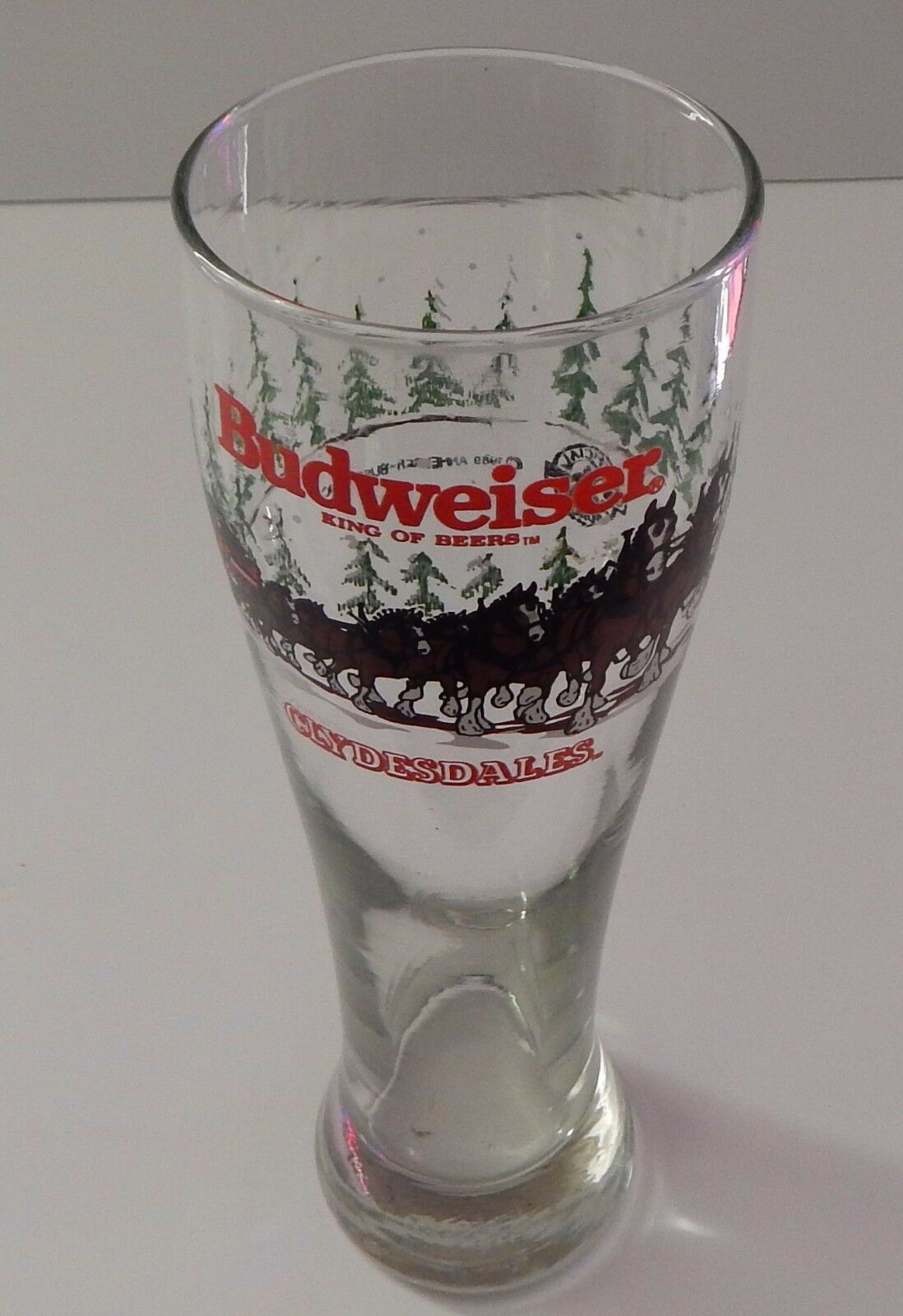 BUDWEISER King of Beers Tall Beer Glass Clydesdales Horses 12 oz