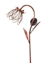 Solar Flower Design Garden Stake Metal Double Pronged 32" High Copper Finish
