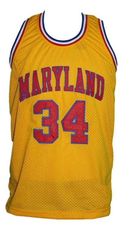 Len bias  34 custom college maryland  basketball jersey yellow   1