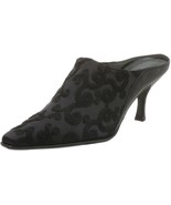 DONALD PLINER black 7.5 Mules Heels Clogs shoes black ladies embroidered... - $67.89