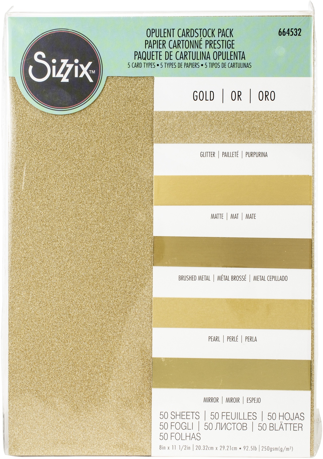 Sizzix Rose Gold, Surfacez, Surfaces-Opulent Cardstock, 8x11.5 inches, 50  Pack