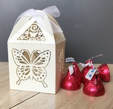 100pcs Pearl Cream Butterfly laser cut Wedding Favour Boxes Wedding Gift Boxes - $34.00