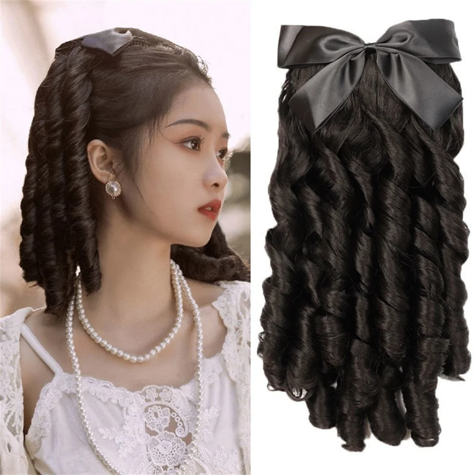 AS  Synthetic Retro Ponytail with Comb Europen Princess Curly Puff Ponytail Clip - $13.42+