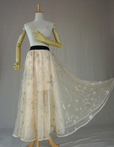 Champagne Maxi Tulle Skirt Outfit Floor Length Tulle Skirt Wedding Party Skirt