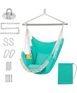 Hammock Swing Chair, Hanging Chair with Pocket, Detachable Steel Support Green - $33.25