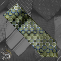 MICHAEL Michael Kors Green and Blue Circles Pattern 100% Silk Necktie Tie - $20.00
