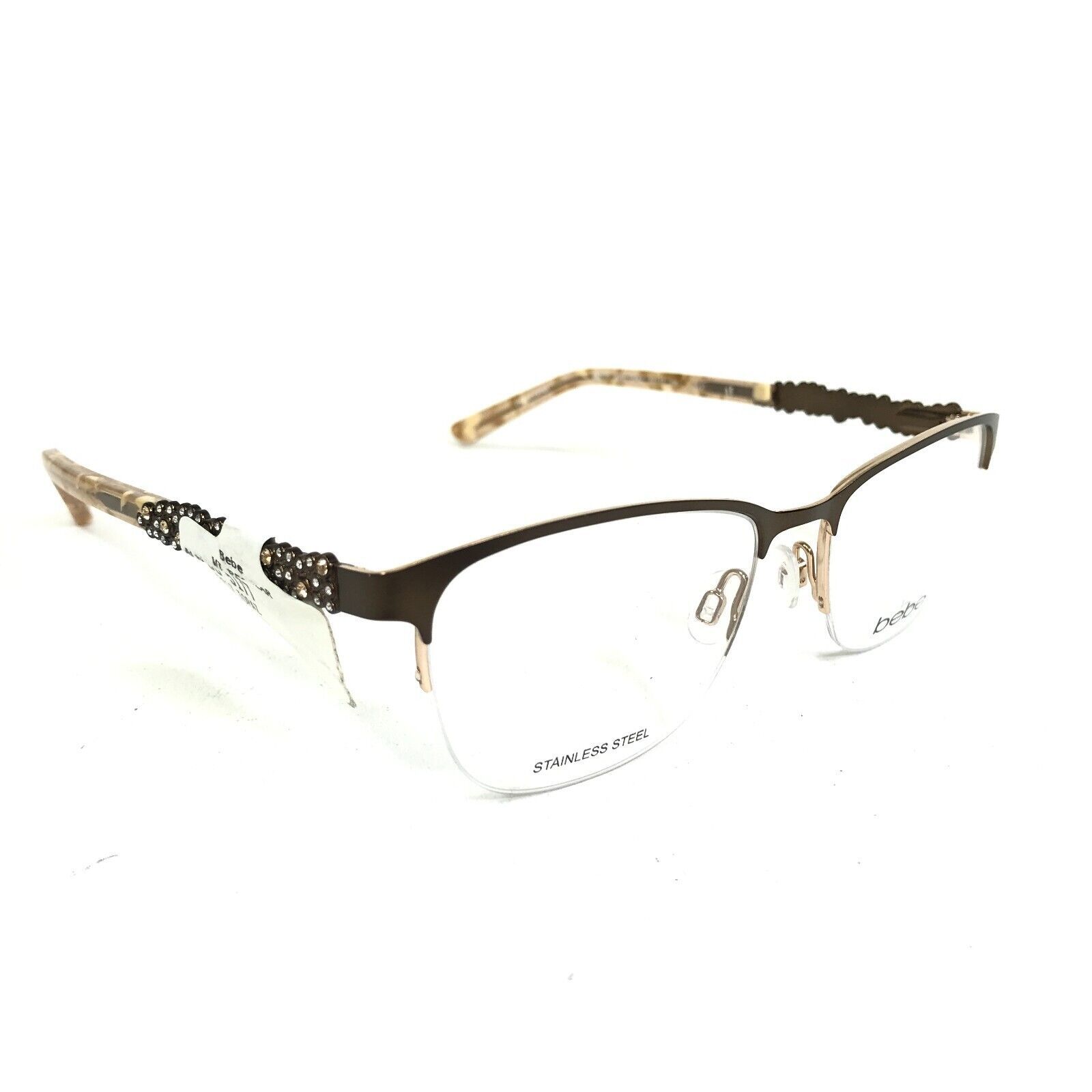 Bebe Eyeglasses Frames BB5177 200 TOPAZ Floral Brown Gold Crystals 52 ...