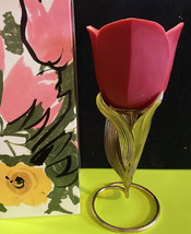 Vintage Avon Flaming Tulip Shaped Fragrance Candle &amp; Stem Holder 1973 -*... - $9.50