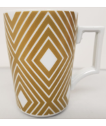 Starbucks Rosanna Coffee Mug Gold White Diamond Argyle Square Handle 12 ... - $18.70