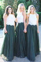 DARK GREEN High Waisted Tulle Maxi Skirt Plus Size Bridesmaid Tulle Maxi Skirt image 2