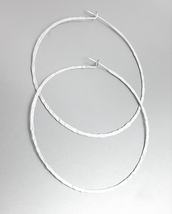 CHIC Lightweight Urban Anthropologie Mat Silver Plated Round Flat Hoop Earrings - $16.99