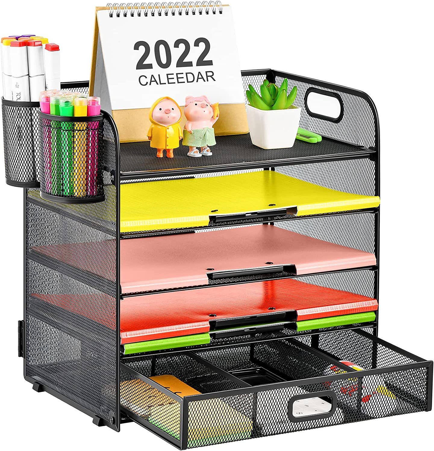 Welaxy welaxy designed felt office storage bins drawer organizers dividers  boxes shelf bin, pack of 5 (green)