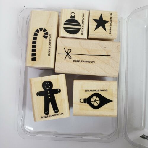 Stampin Up Christmas Stamp Set Hung Up on the Holidays Wood Mounted 6