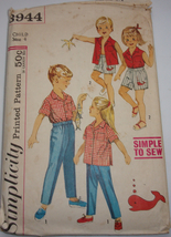 Vintage Simplicity Child’s Shirt Boxer Shorts Pants Size 4 #3944 - $5.99