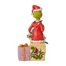 Jim Shore Grinch on Present Lights Up From Grinch Collection 7.5" High #6008887 image 3