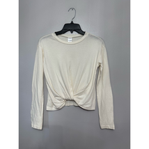 Nordstrom Girls Blouse White Long Sleeve Scoop Neck Twist Front 100% Cot... - $14.89