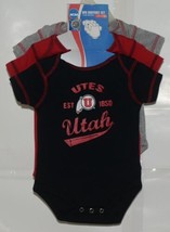 Outer Stuff Collegiate Licensed Utah Utes 3 Pack 0 3 Month Baby One Piece image 1
