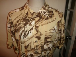 Light Brown PANAMA JACK Button Front RAYON Hawaiian Shirt Fit Men 3XL Ex... - $32.61