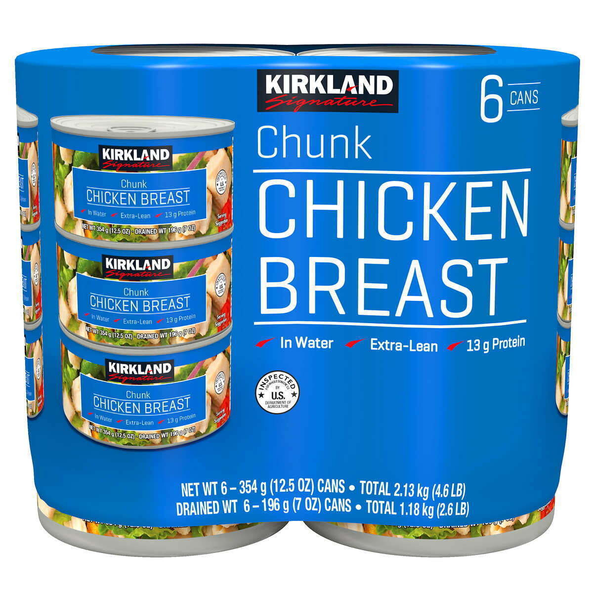 6 Kirkland Premium Chunk Chicken Breast In Water Extra Lean 12.5 oz