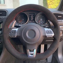 Couvre Volant,housse De Volant En Cuir Pour Volkswagen Golf 6 Gti Mk6, Polo  Gti, Scirocco R Passat