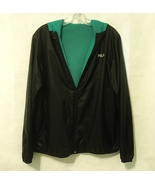 Fila Sport Hooded Windbreaker Reversible Jacket Black Green Mesh Zipper Size L - $40.00