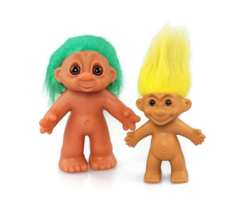 Vintage DAM trolls Denmark 1980 green hair yellow hair troll doll - $27.66