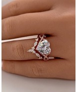 Women's Bridal Ring Set 14K Rose Gold Plated 2Ct Heart Cut Lab Created Diamond - $178.19