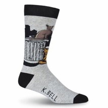 Tom Cats Men&#39;s Crew Socks Grey K Bell Alley Cat Feline Novelty Fashion NWT - $11.95