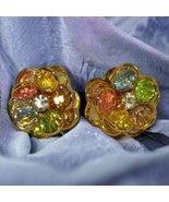 Vintage avon  Multi color crystal cluster flower earrings - $20.00