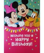 Minnie Mouse Mickey Mouse Pluto Birthday Card &quot;Wishing you a Happy Birth... - $3.89