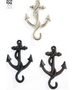 Nautical Anchor Single Hook Set of 4 Cast Iron Choice of Color Brown Bla... - $23.79