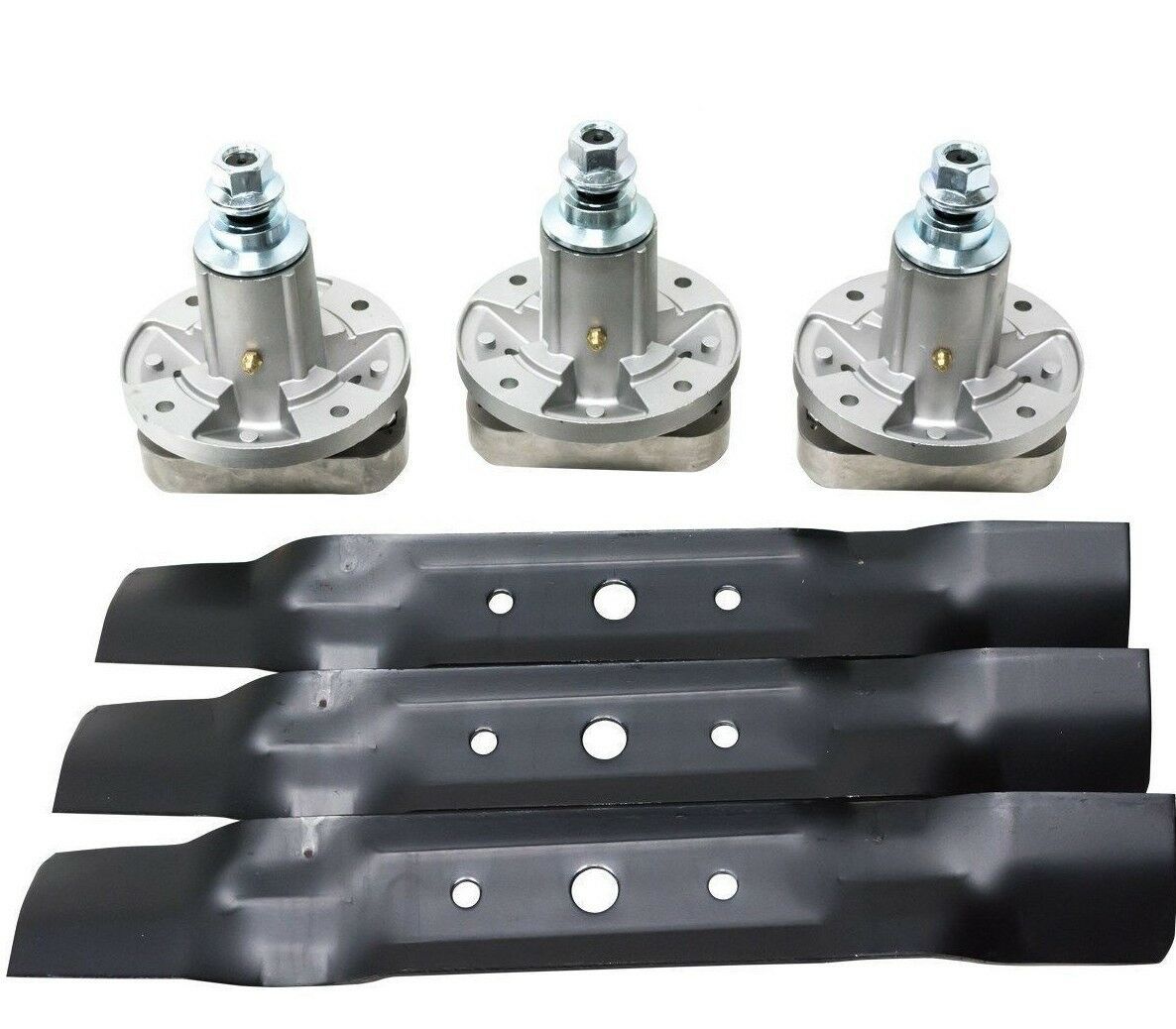 3 Blades 3 Spindles Set 48 Deck Fits John Deere L130 L120 Gy20785 Gx2025012 Lawn Mower Parts 0910