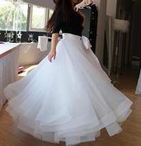 WHITE Wedding Full Tulle Skirt Bridal Over Skirt White Layered Open Skirt image 3
