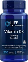 NEW Life Extension Vitamin D3 1000 IU 250 Softgels - $13.17