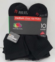 Fruit of the Loom Boys Durable Ankle Socks, 10 Pack, Black Size 9-2.5 - $17.81