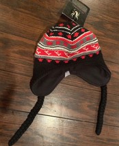 $40 NWT Spyder Women Knitted Beanie Hat Ski Cap Snow Braids Black Red White Gray - $14.99