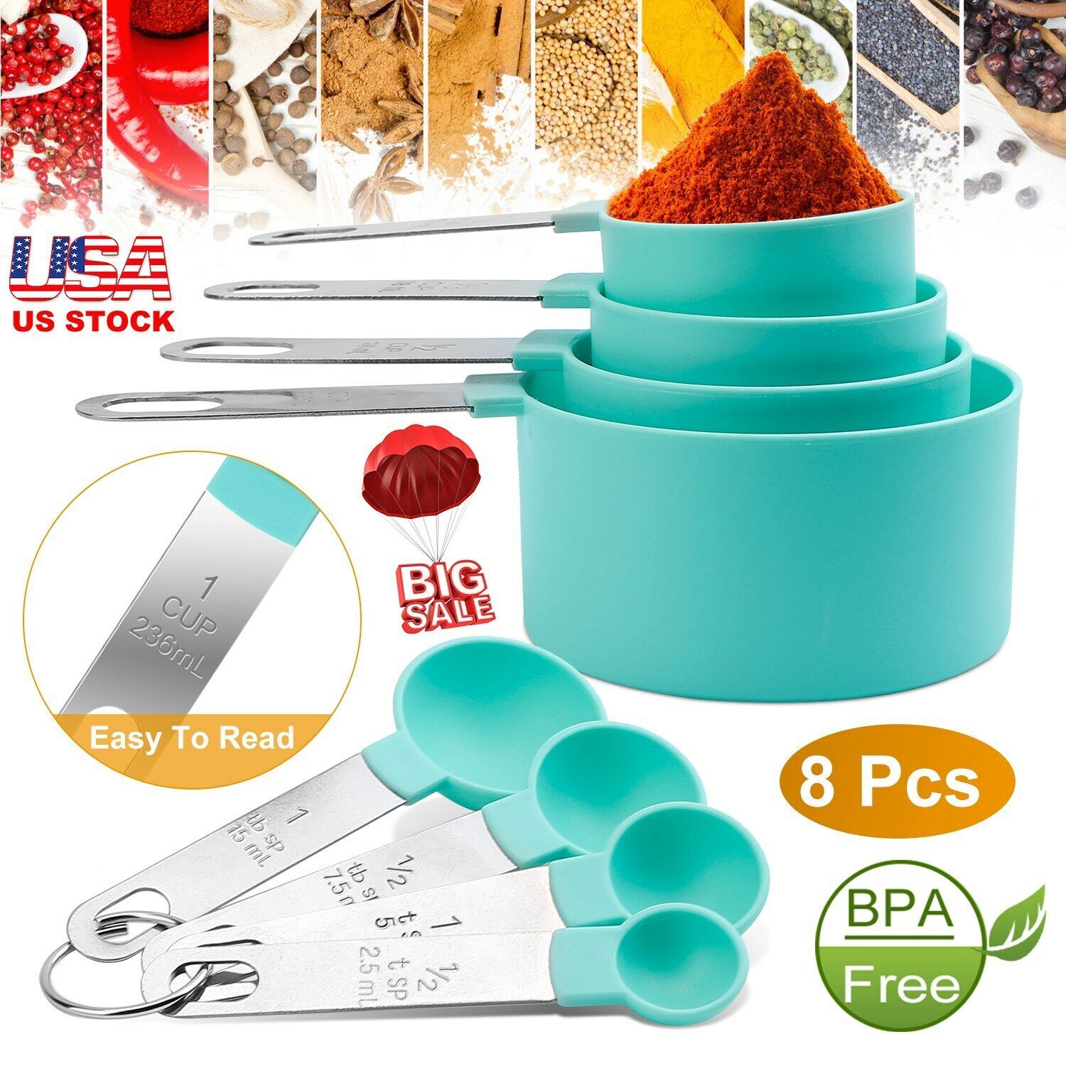GoodCook 8pc Measuring Cup and Spoon Set