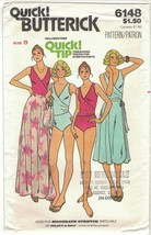 Butterick 6148 Mock Wrap Swimsuit &amp; Wrap Skirt 1980s Pattern Misses Size... - $14.69