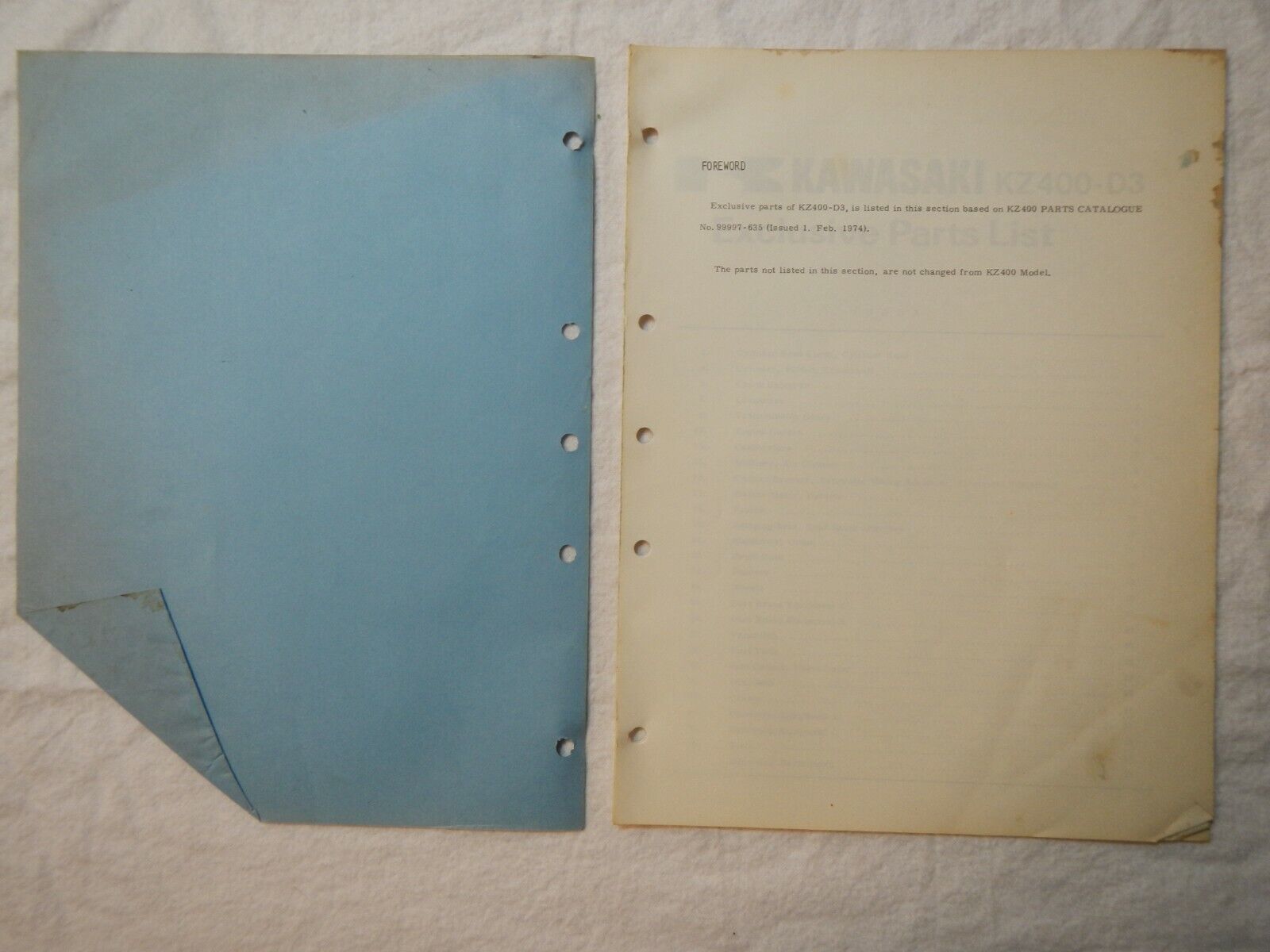 1976 Kawasaki KZ400D3 KZ 400 Parts List book manual diagram missing