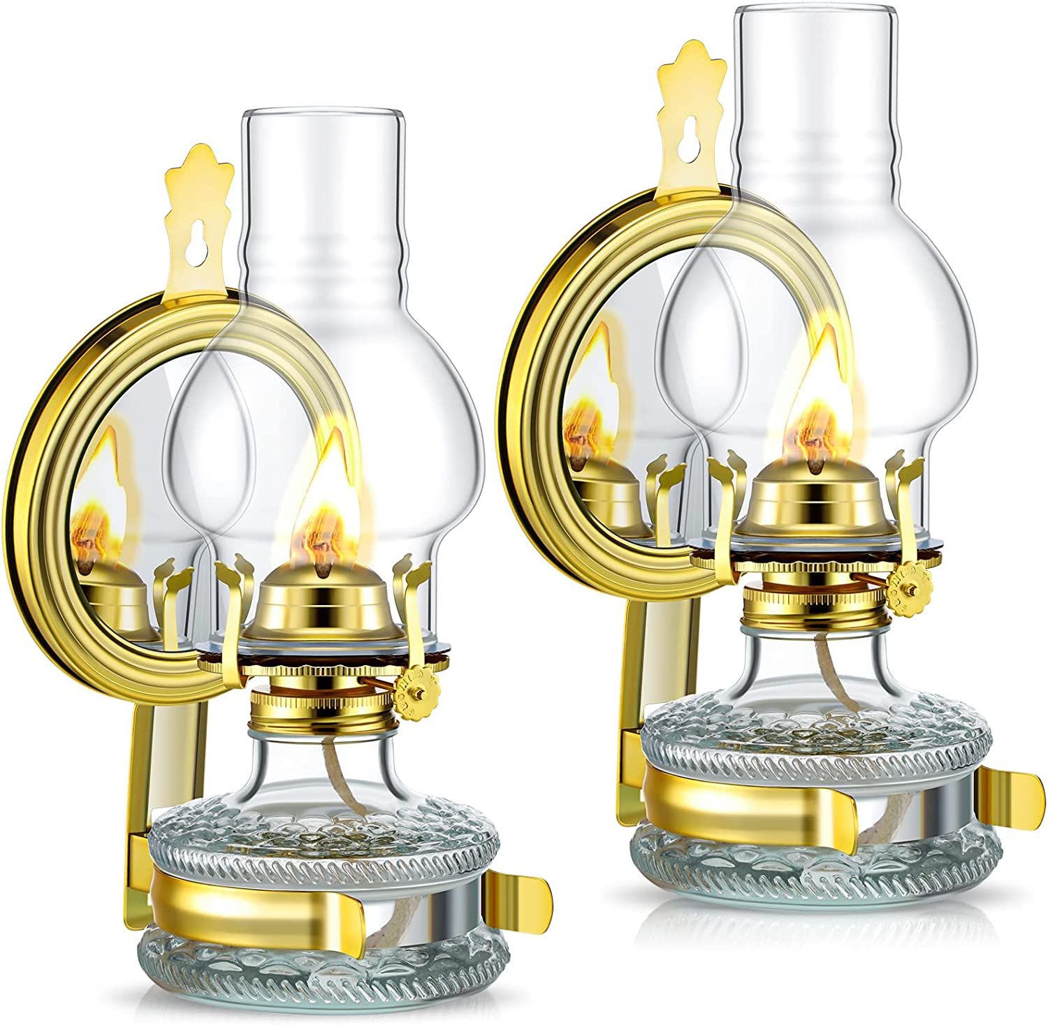  4 Pieces Clear Glass Kerosene Lamps for Indoor Use Large  Chamber Oil Lamp Vintage Decorative Hurricane Lamp Rustic Oil Lantern with  Adjustable Fire Wick for Emergency Lighting Decor, 13 Inches Height 