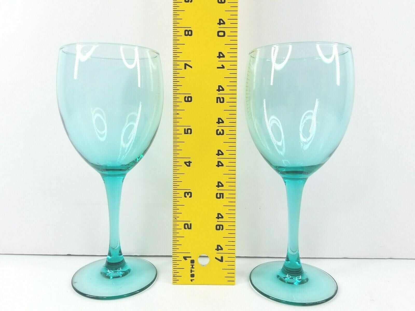 Aqua Tulip Stem Wine Glasses