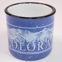 COLORADO Coffee Mug Mountains Trees Forest Snowy Blue White And Black St... - $8.79
